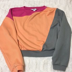 Pink, orange and gray workout pullover